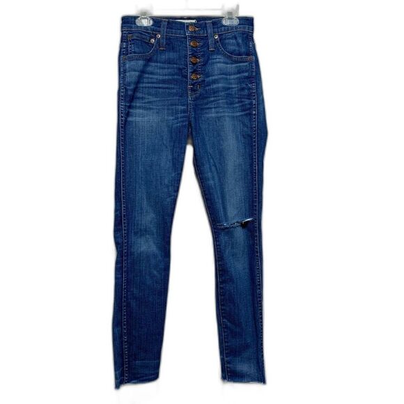 Madewell 10" High Riser Skinny Skinny Dark Blue Wash Denim Jeans Womens size 24 - Picture 1 of 10